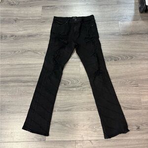 RtA Black Distressed Diagonal Seam Jeans